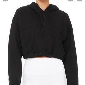 Alo Yoga Stadium Half-zip Hoodie- Black- size small